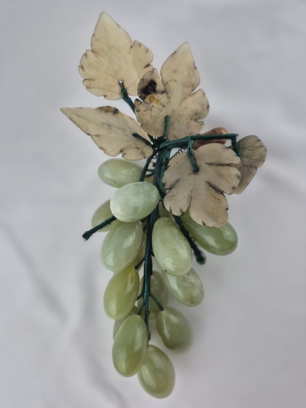 Vintage Carved Polished Jade Grape Cluster.